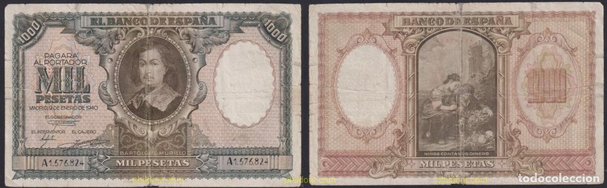 Billetes espa&ntilde;oles: 3863 ESPA&Ntilde;A 1940 1000 Pesetas Bartolome Murillo