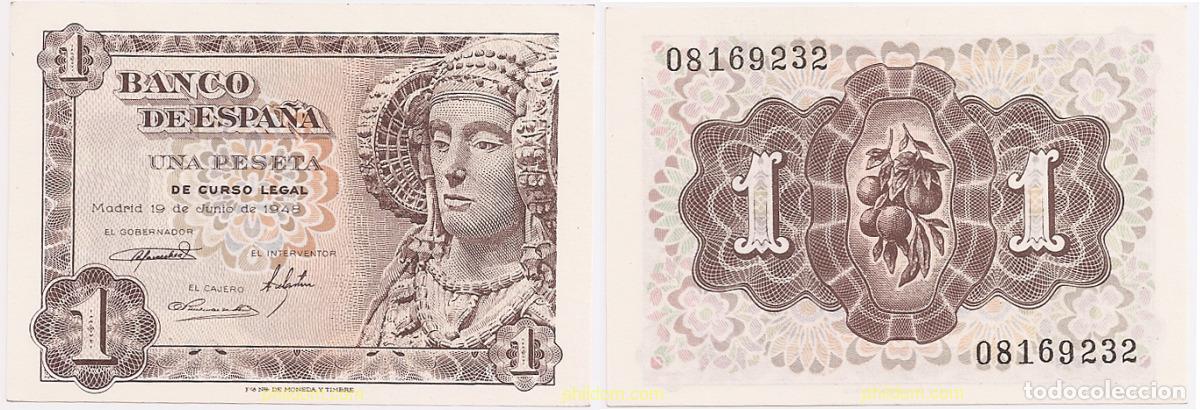 Spanish Banknotes: 475 ESPA&Ntilde;A 1948 1 Peseta Estado espa&ntilde;ol 19 de junio de 1948