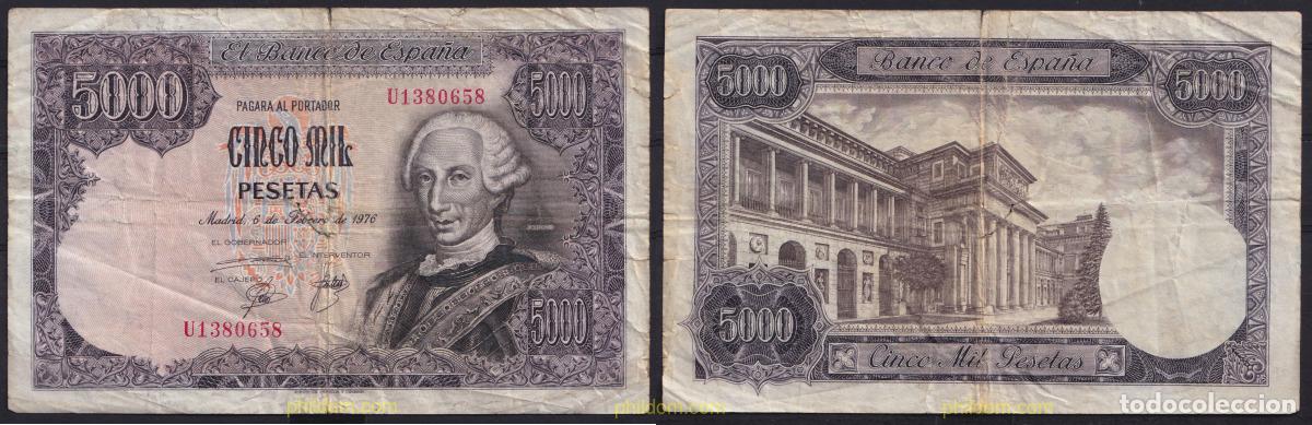 Spanish Banknotes: 4491 ESPA&Ntilde;A 1976 5000 Pesetas Estado espa&ntilde;ol 6 de febrero de 1976