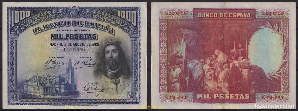 Billetes espa&ntilde;oles: 4441 ESPA&Ntilde;A 1928 1000 Pesetas Alfonso XIII 15 de agosto de 1928