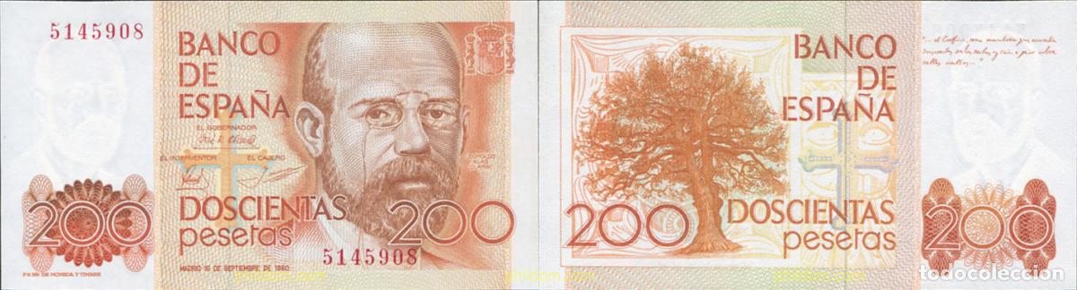 Billetes espa&ntilde;oles: 500 ESPA&Ntilde;A 1980 200 pesetas 16 de septiembre de 1980 - Leopoldo Alas Clarin