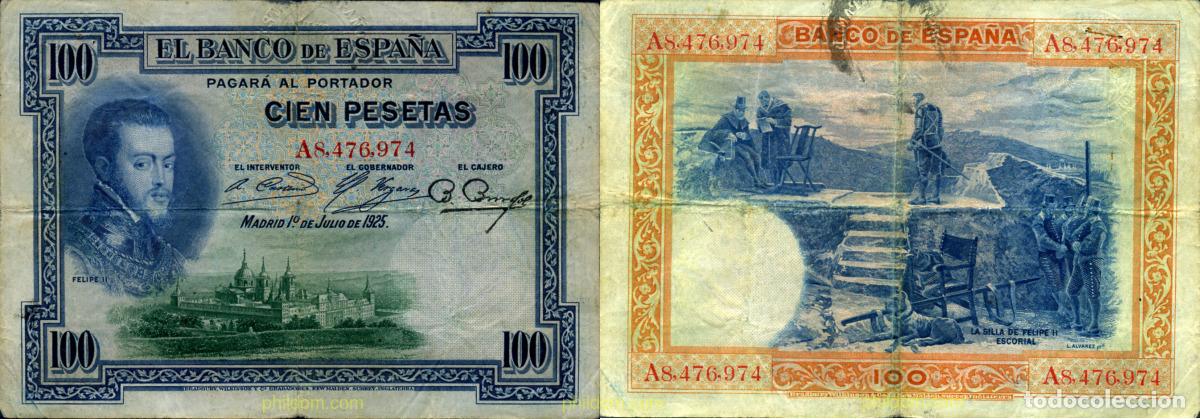 Billetes espa&ntilde;oles: 796 ESPA&Ntilde;A 1925 100 Pesetas Alfonso XIII 1 de julio de 1925