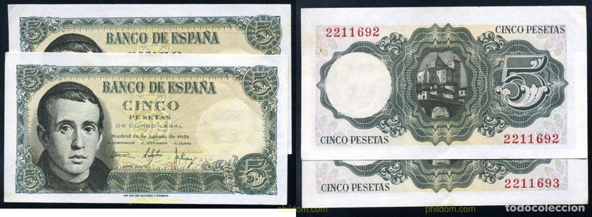 Spanish Banknotes: 765 ESPA&Ntilde;A 1951 5 Pesetas 16 de agosto 1951 - JAIME BALMES