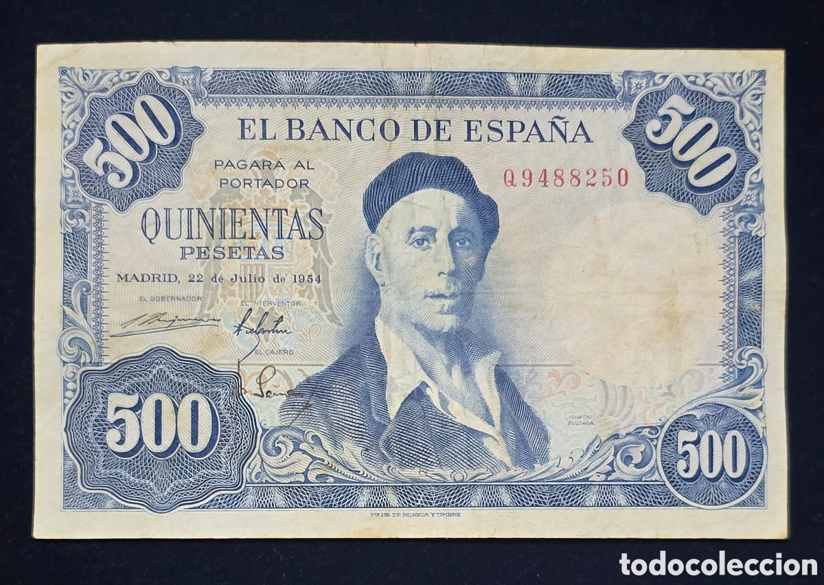 Billetes espa&ntilde;oles: Espa&ntilde;a 500 Ptas de 1954 Ignacio Zuloaga