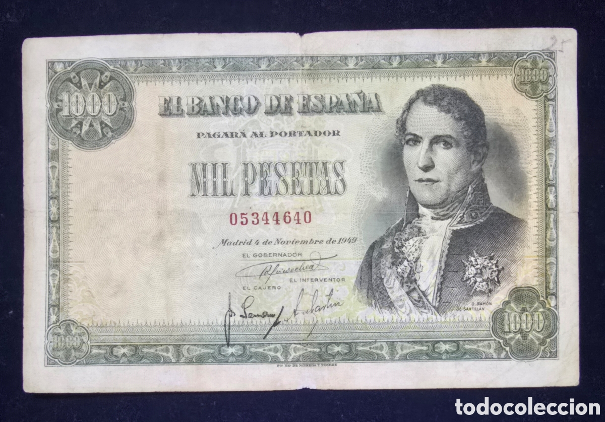 Billetes espa&ntilde;oles: Espa&ntilde;a 1000 Ptas de 1949 Sin Serie Marqu&eacute;s de Santillana