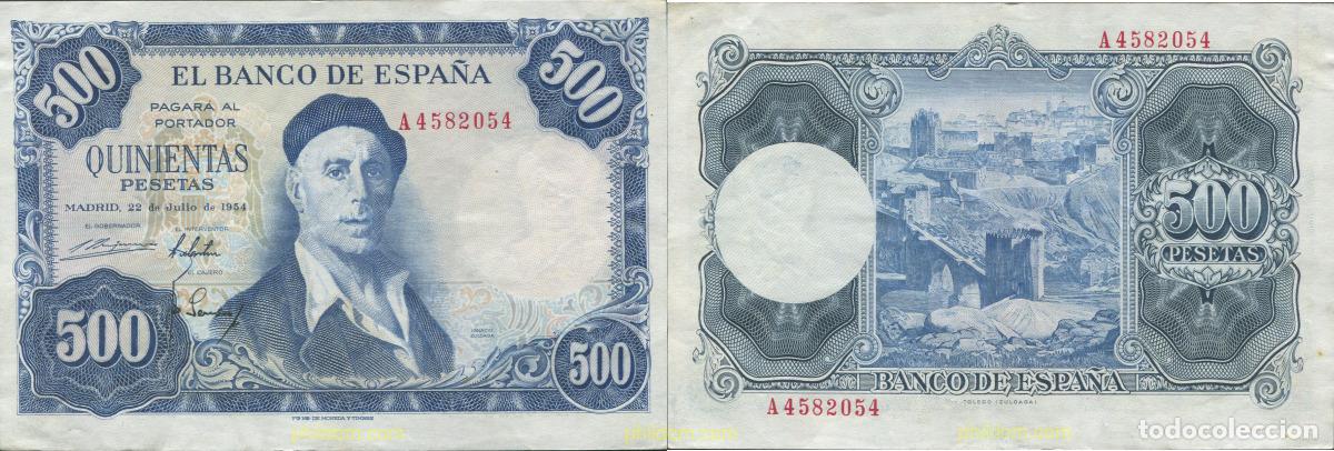 Billetes espa&ntilde;oles: 8169 ESPA&Ntilde;A 1954 500 PESETAS 1954 IGNACIO ZULOAGA