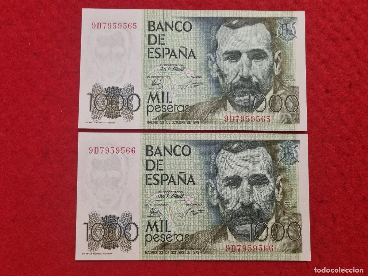 Billetes espa&ntilde;oles: PAREJA 2 BILLETES 1000 PESETAS 1979 MBC++ SERIE ESPECIAL 9D ORIGINAL T565