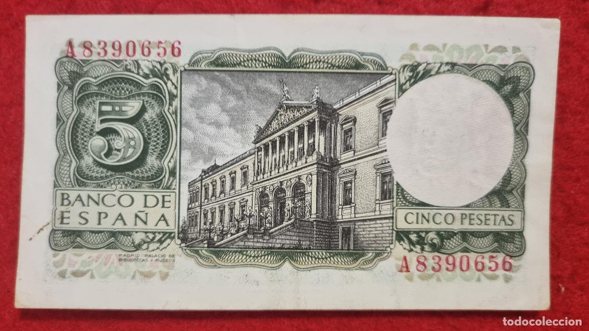 Notas espanholas: BILLETE 5 PESETAS 1954 EBC SERIE A ORIGINAL T656