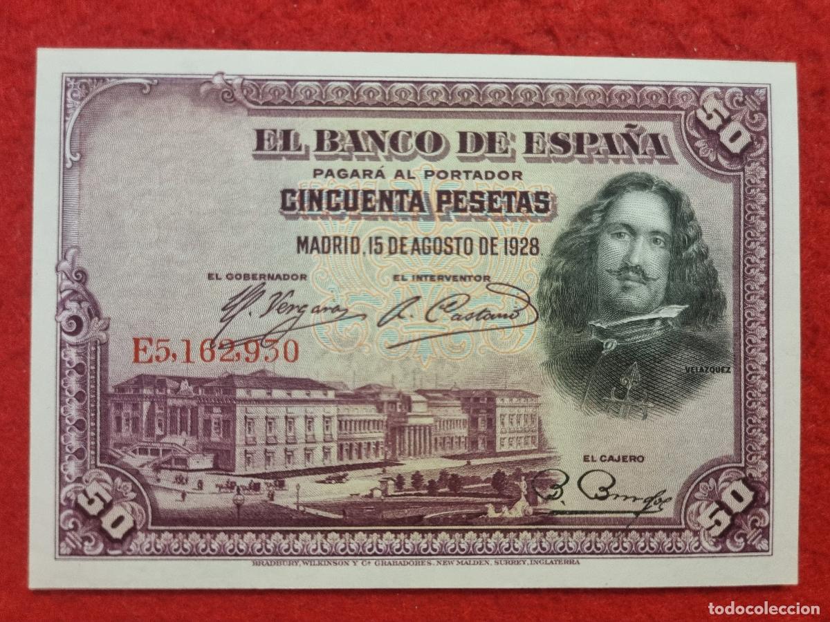 Notas espanholas: BILLETE 50 PESETAS 1928 SIN CIRCULAR PLANCHA SERIE E ORIGINAL T930