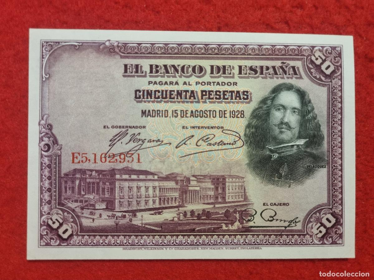 Notas espanholas: BILLETE 50 PESETAS 1928 SIN CIRCULAR PLANCHA SERIE E ORIGINAL T931