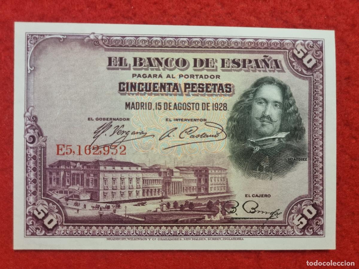Notas espanholas: BILLETE 50 PESETAS 1928 SIN CIRCULAR PLANCHA SERIE E ORIGINAL T932