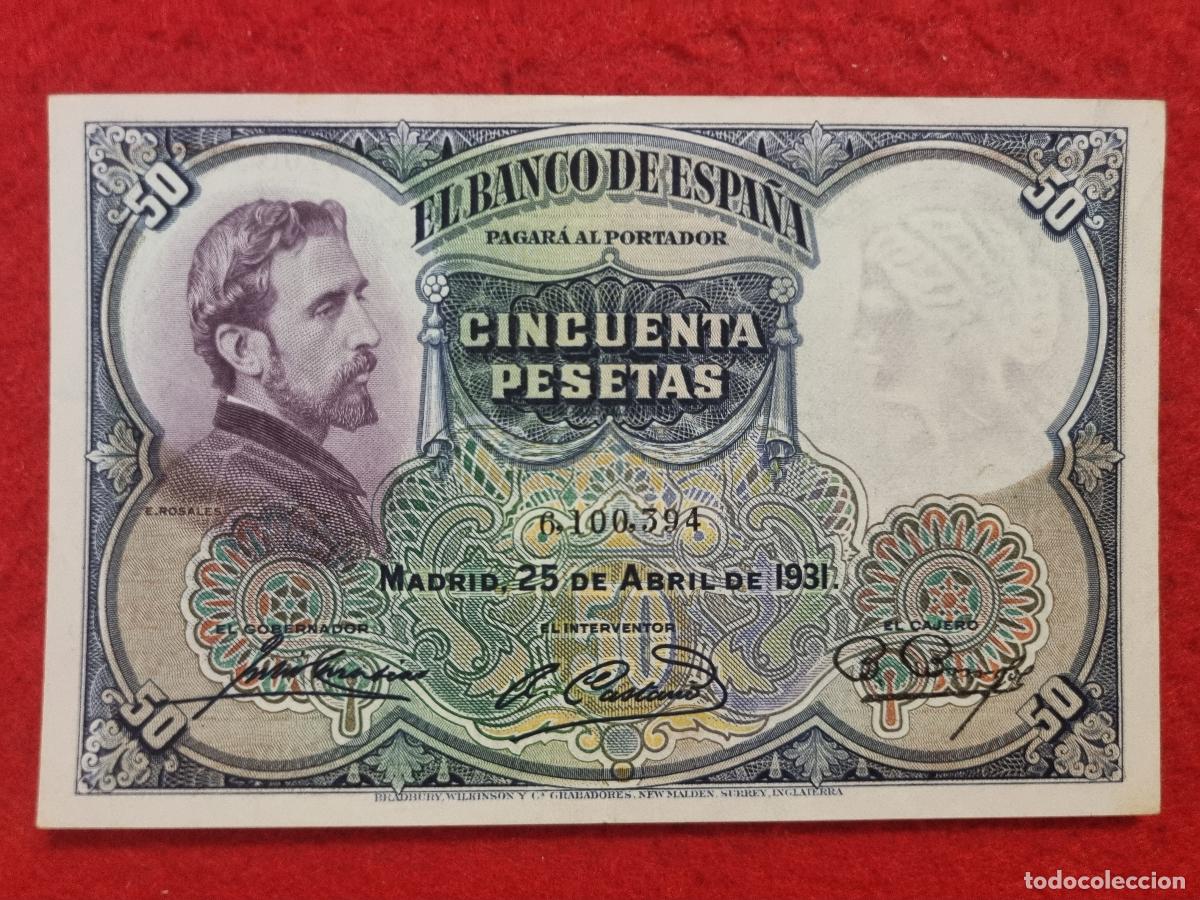 Notas espanholas: BILLETE 50 PESETAS 1931 EBC SIN SERIE ORIGINAL T394