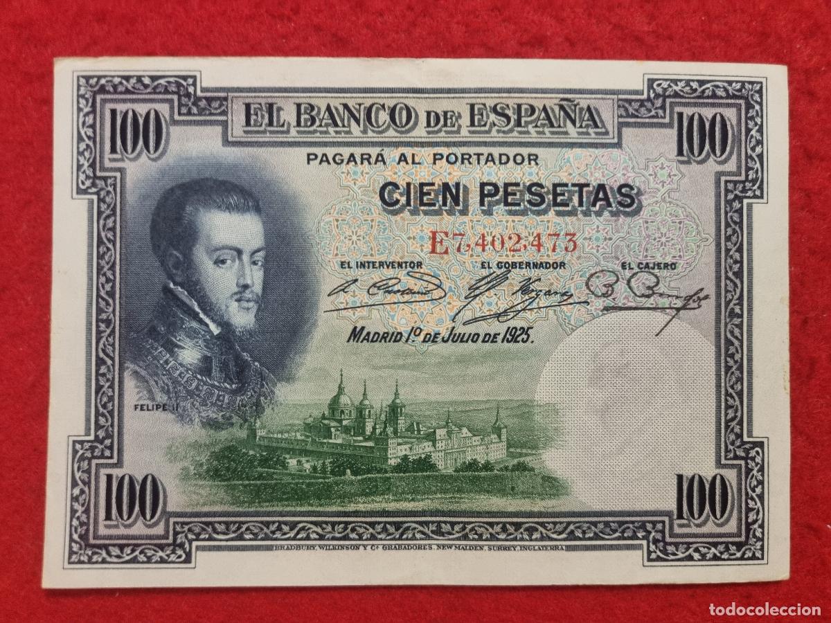 Notas espanholas: BILLETE 100 PESETAS 1925 EBC SERIE E ORIGINAL T473