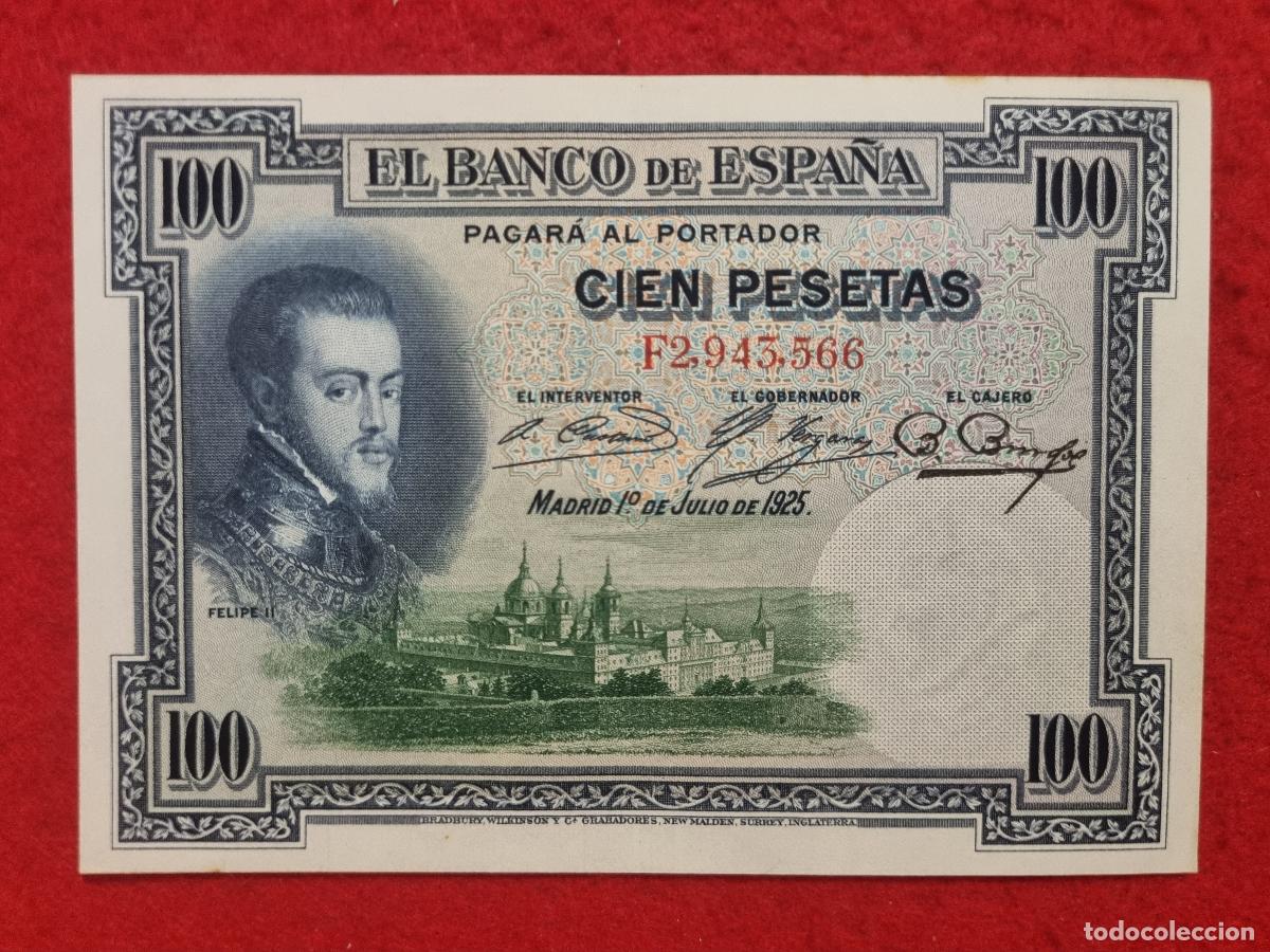 Notas espanholas: BILLETE 100 PESETAS 1925 EBC+++ SERIE F ORIGINAL T566