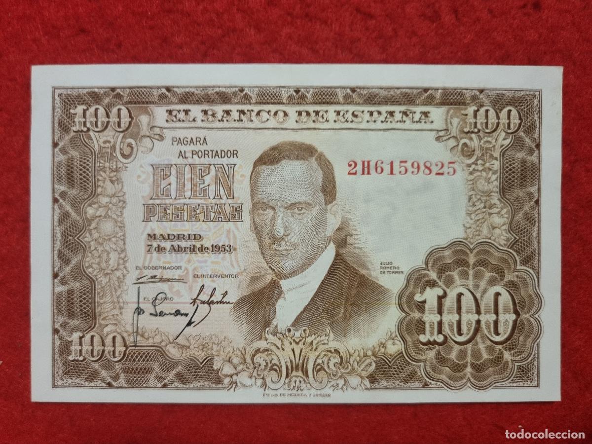 Billetes espa&ntilde;oles: BILLETE 100 PESETAS 1953 EBC- SERIE 2H ORIGINAL T825