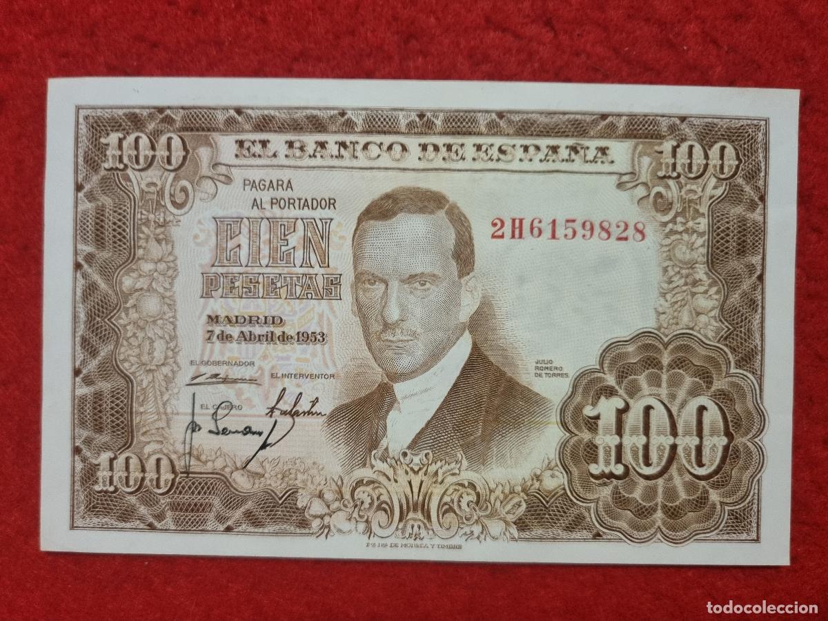 Billetes espa&ntilde;oles: BILLETE 100 PESETAS 1953 EBC- SERIE 2H ORIGINAL T828