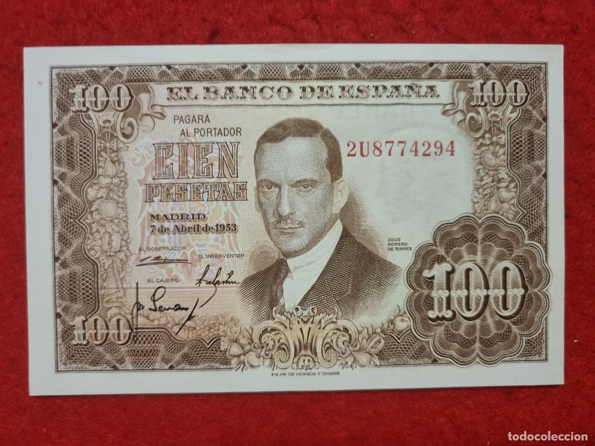 Billetes espa&ntilde;oles: BILLETE 100 PESETAS 1953 EBC+ SERIE 2U ORIGINAL T294