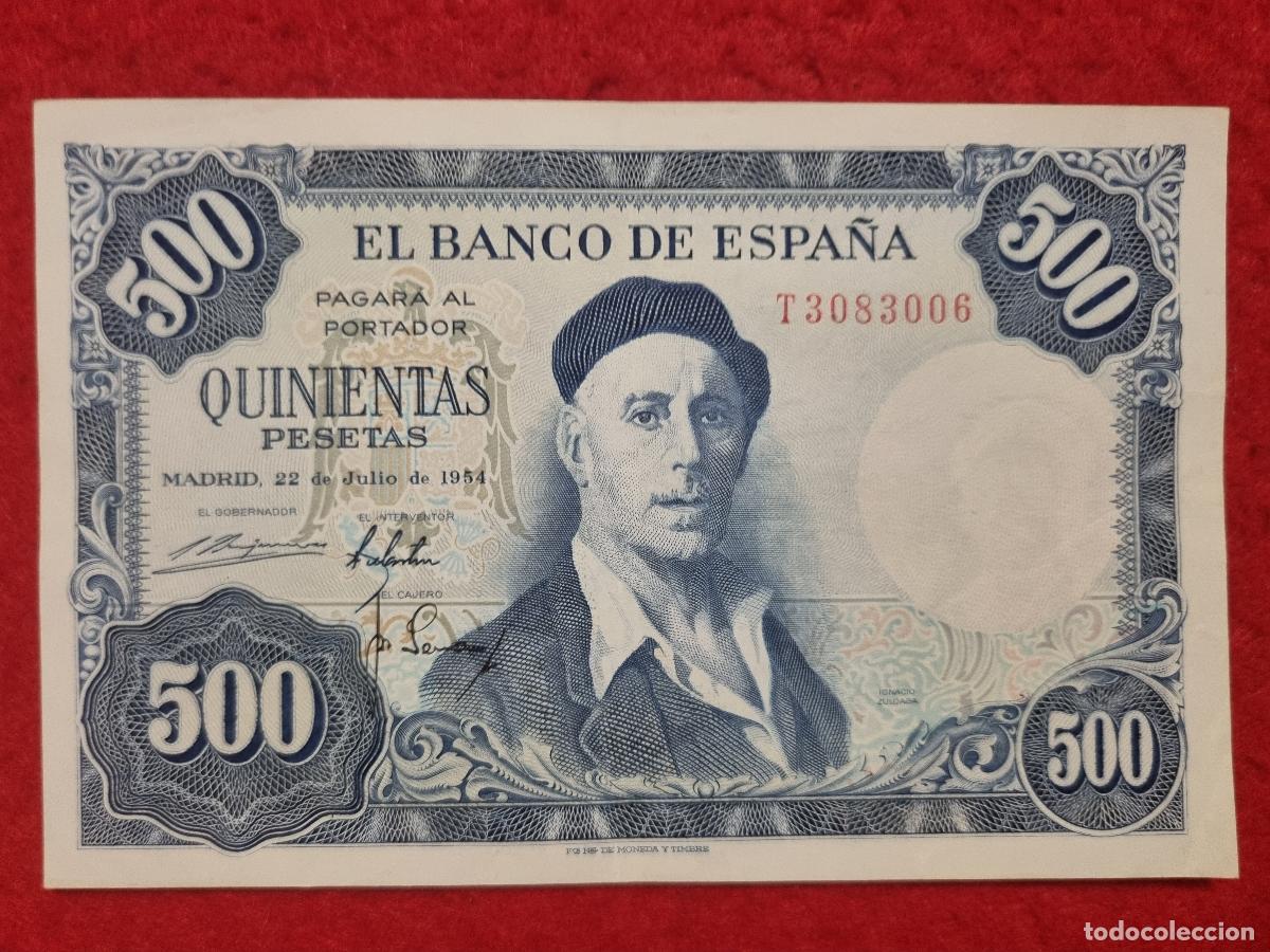 Billetes espa&ntilde;oles: BILLETE 500 PESETAS 1954 EBC SERIE T ORIGINAL T066
