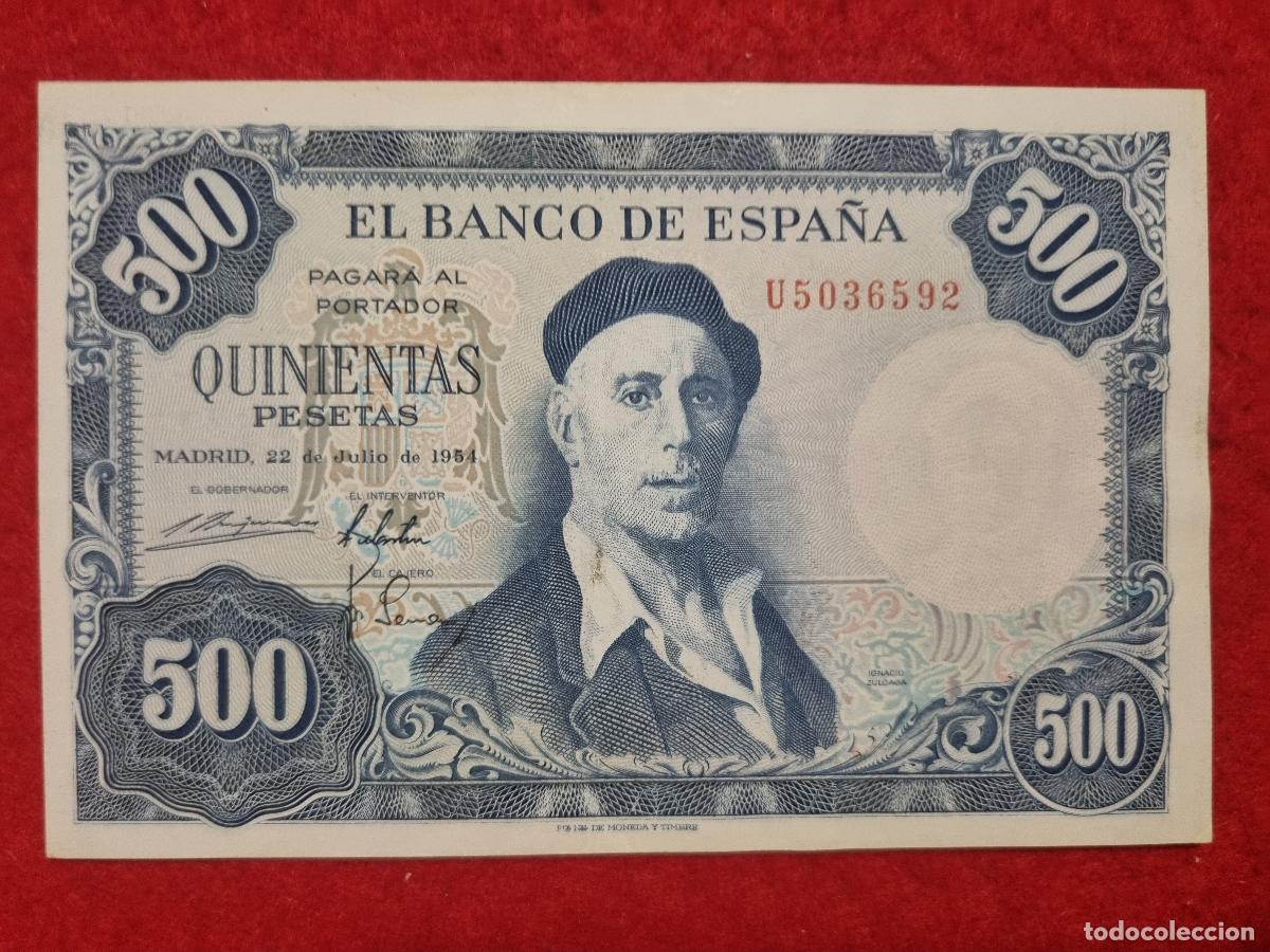 Billetes espa&ntilde;oles: BILLETE 500 PESETAS 1954 EBC- SERIE U ORIGINAL T592
