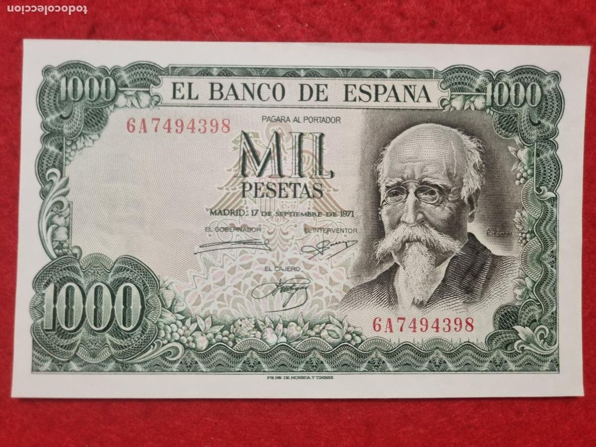 Billetes espa&ntilde;oles: BILLETE 1000 PESETAS 1971 SIN CIRCULAR SERIE 6A ORIGINAL T398