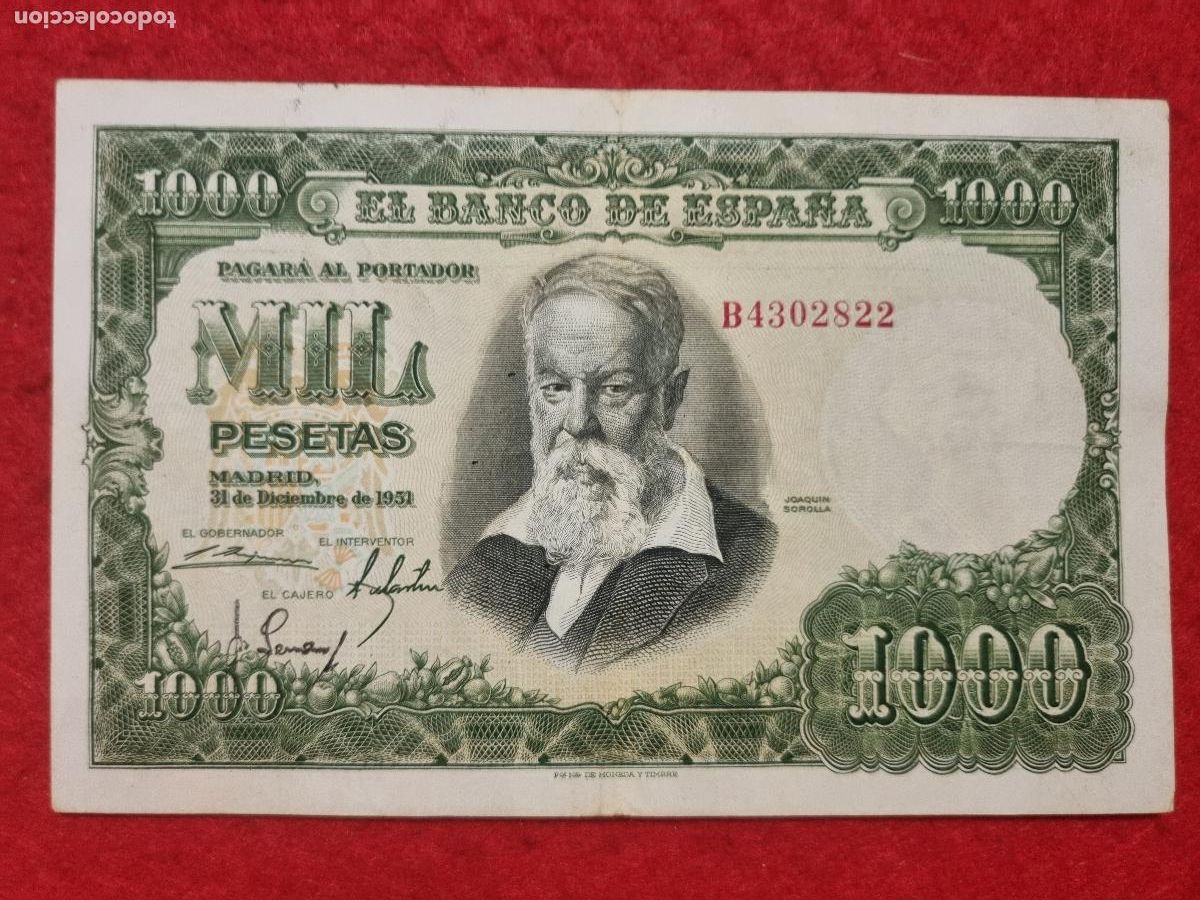 Billetes espa&ntilde;oles: BILLETE 1000 PESETAS 1951 MBC+ SERIE B ORIGINAL T822