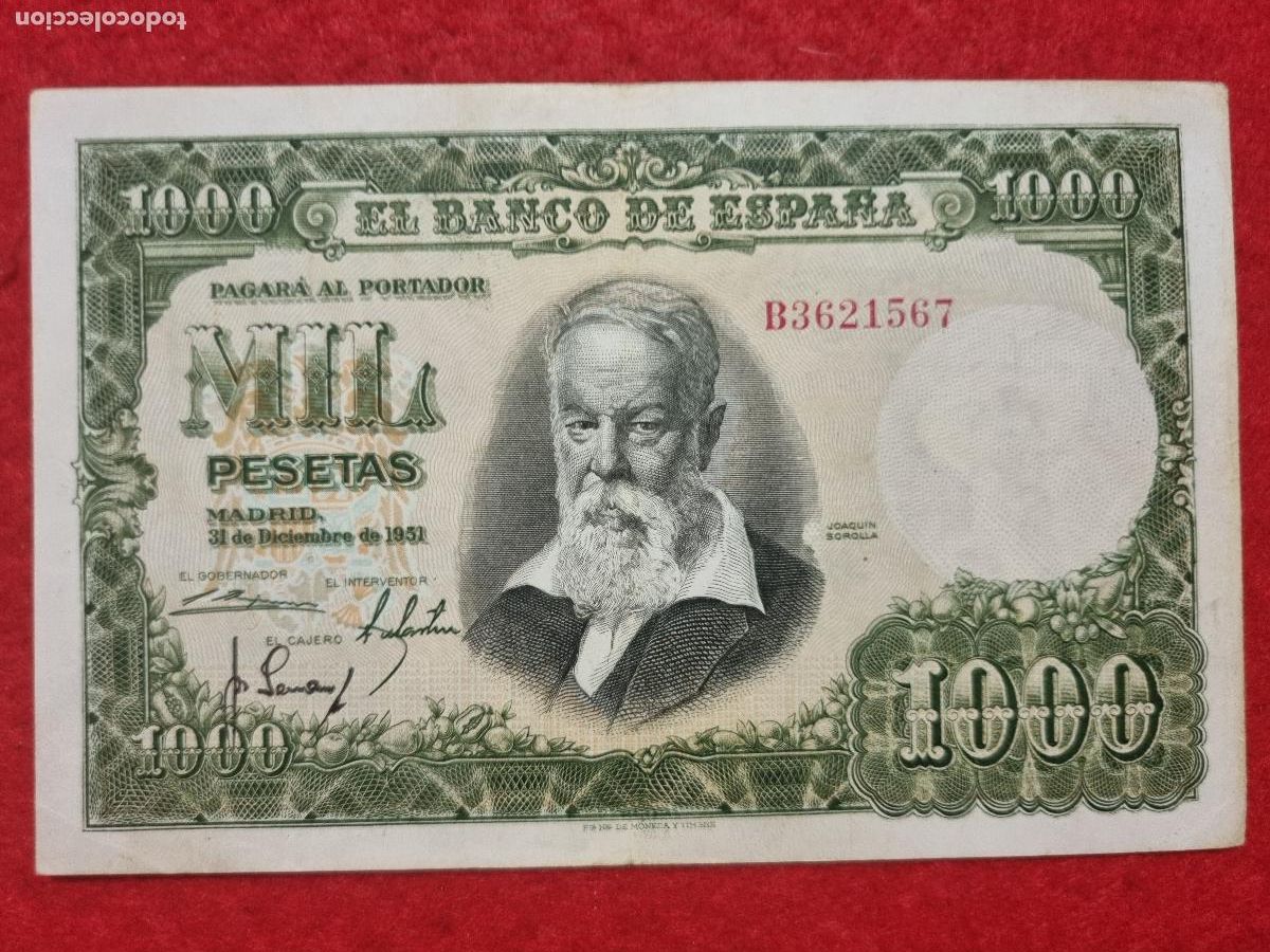 Billetes espa&ntilde;oles: BILLETE 1000 PESETAS 1951 MBC+ SERIE B ORIGINAL T567