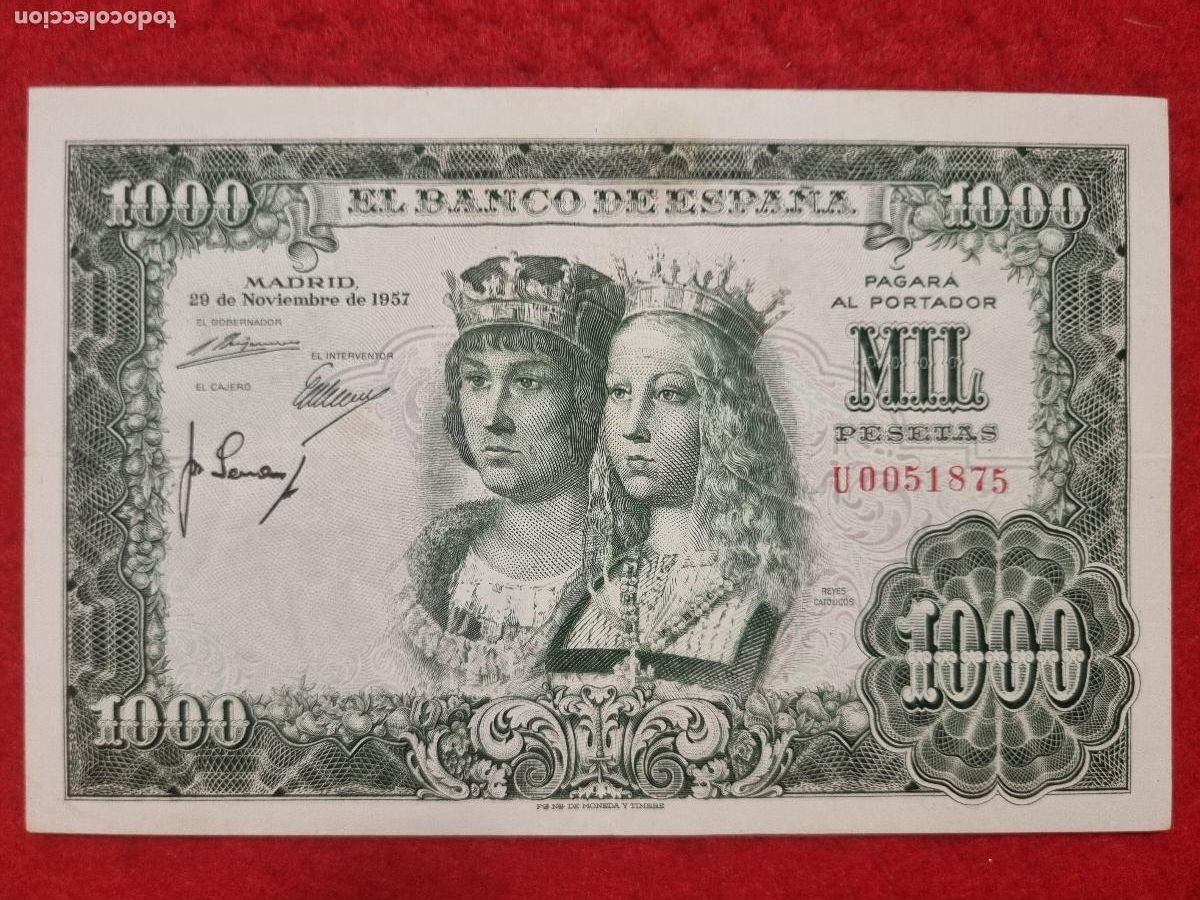 Billetes espa&ntilde;oles: BILLETE 1000 PESETAS 1957 REYES CATOLICOS MBC SERIE U ORIGINAL T875