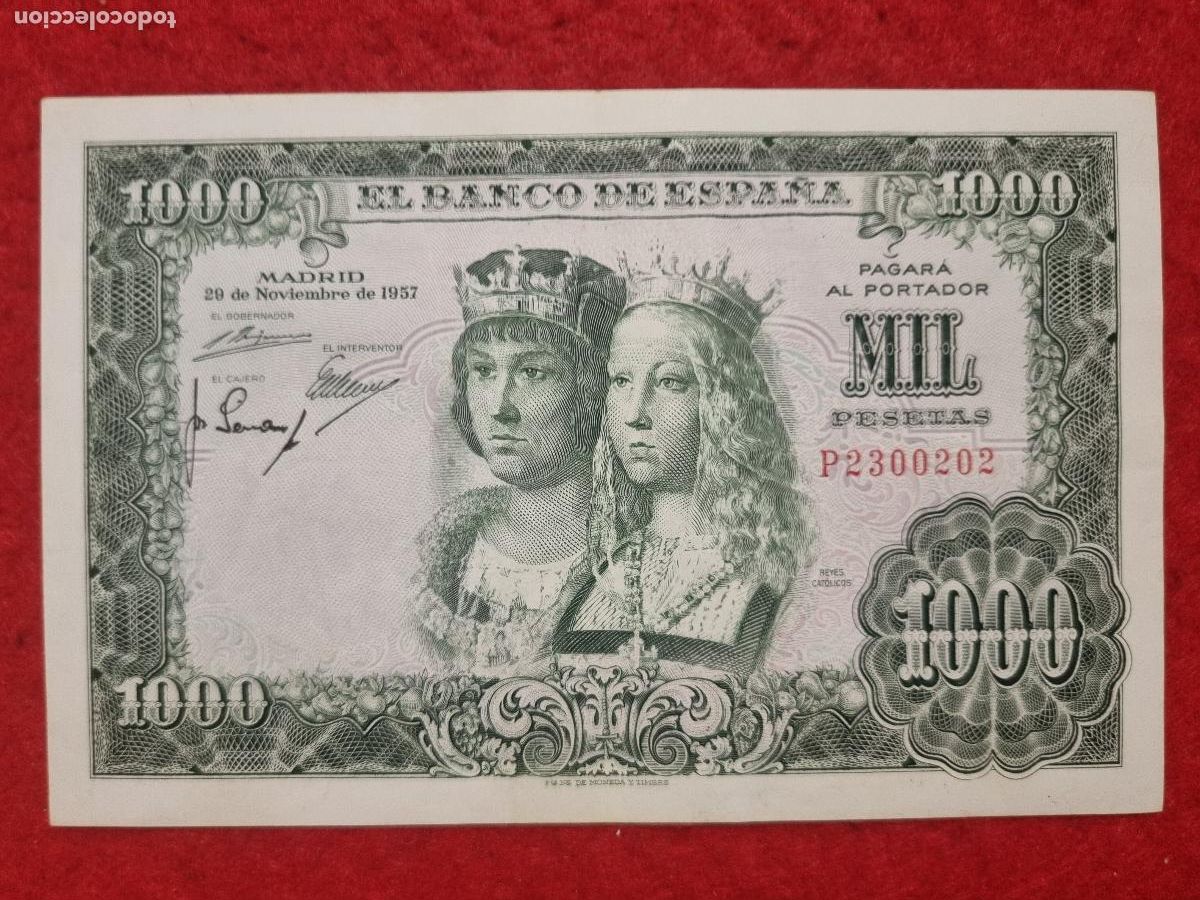 Billetes espa&ntilde;oles: BILLETE 1000 PESETAS 1957 REYES CATOLICOS MBC+ SERIE P ORIGINAL T202