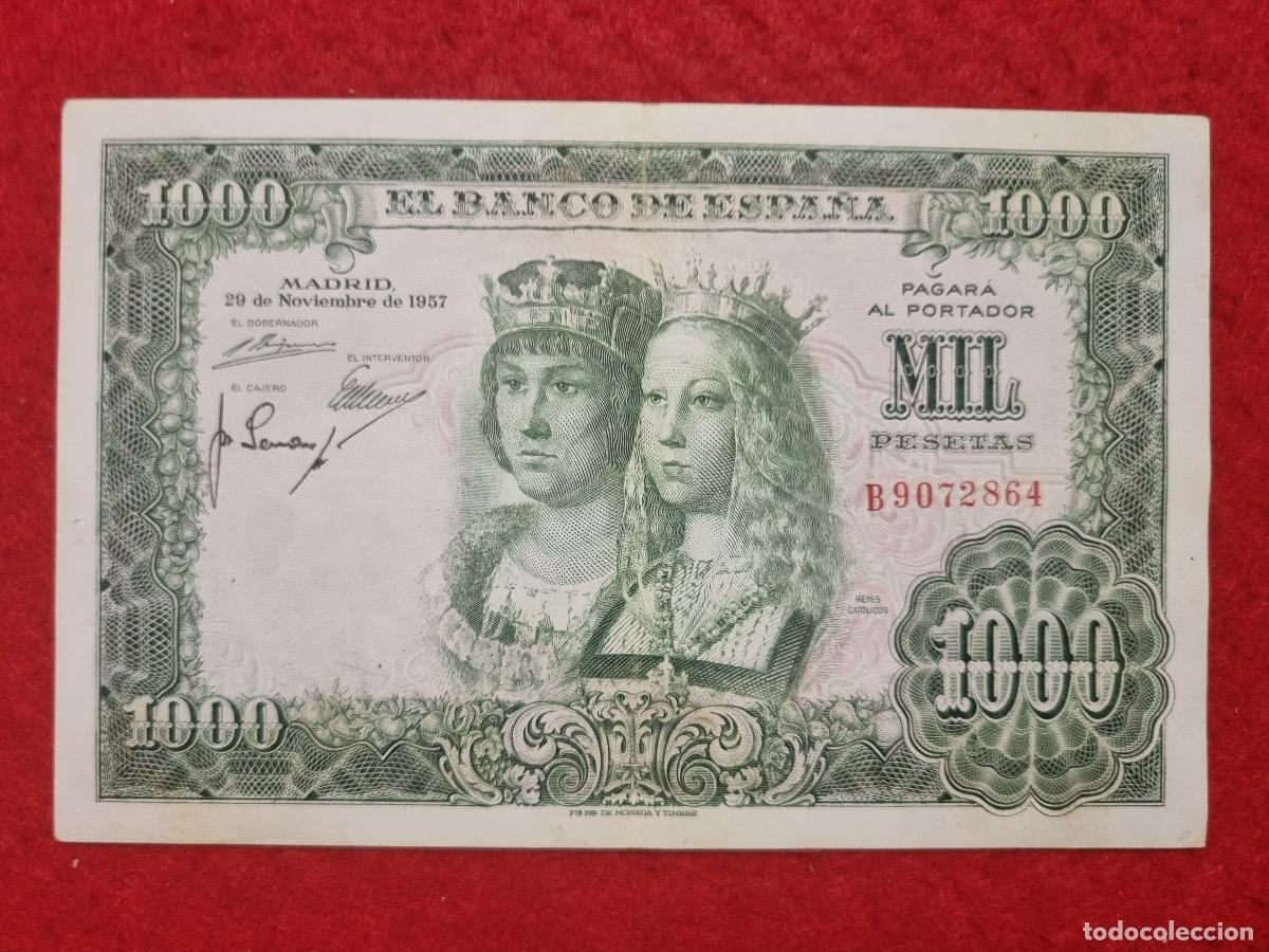 Billetes espa&ntilde;oles: BILLETE 1000 PESETAS 1957 REYES CATOLICOS MBC SERIE B ORIGINAL T864