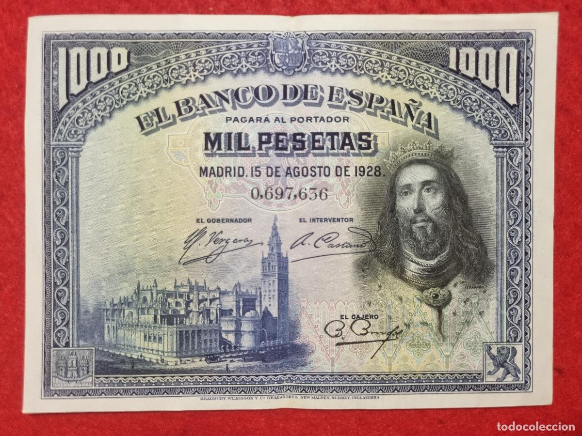 Billetes espa&ntilde;oles: BILLETE 1000 PESETAS 1928 EBC+ SIN SERIE ORIGINAL T636