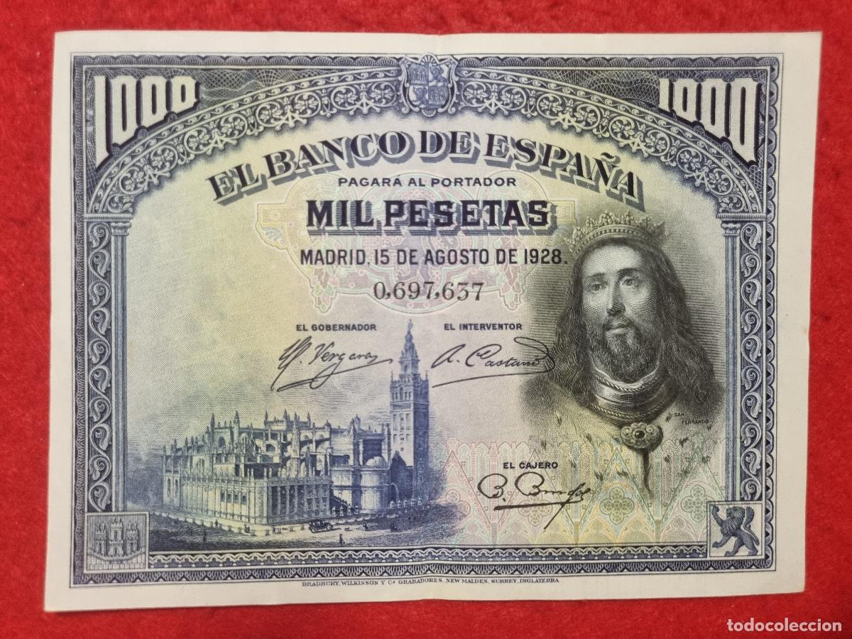 Billetes espa&ntilde;oles: BILLETE 1000 PESETAS 1928 EBC+ SIN SERIE ORIGINAL T637
