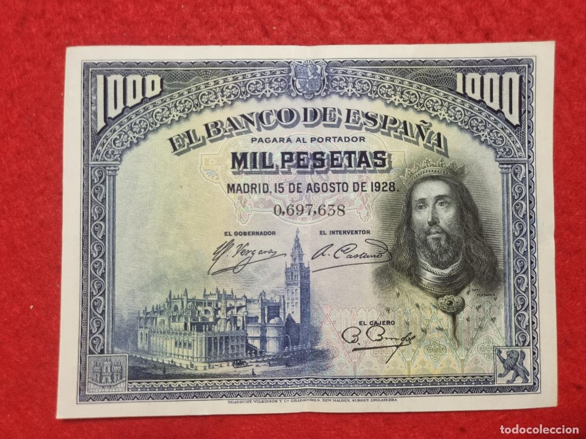 Billetes espa&ntilde;oles: BILLETE 1000 PESETAS 1928 EBC+ SIN SERIE ORIGINAL T638
