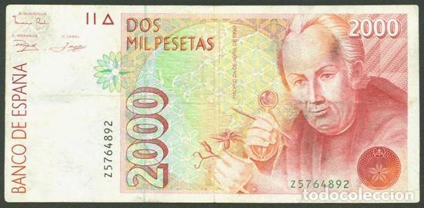 Billetes espa&ntilde;oles: ESPA&Ntilde;A. 2000 pesetas 1992. Con 2 numeros de serie.