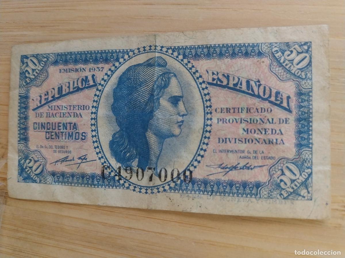 Billetes espa&ntilde;oles: 1937 50 CENTIMOS CTS BILLETE CIRCULADO SERIE C4907000 ORIGINAL