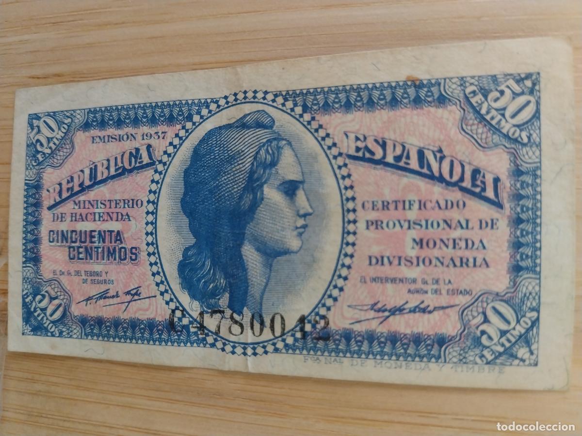 Billetes espa&ntilde;oles: 1937 50 CENTIMOS CTS BILLETE CIRCULADO SERIE C4780042 ORIGINAL