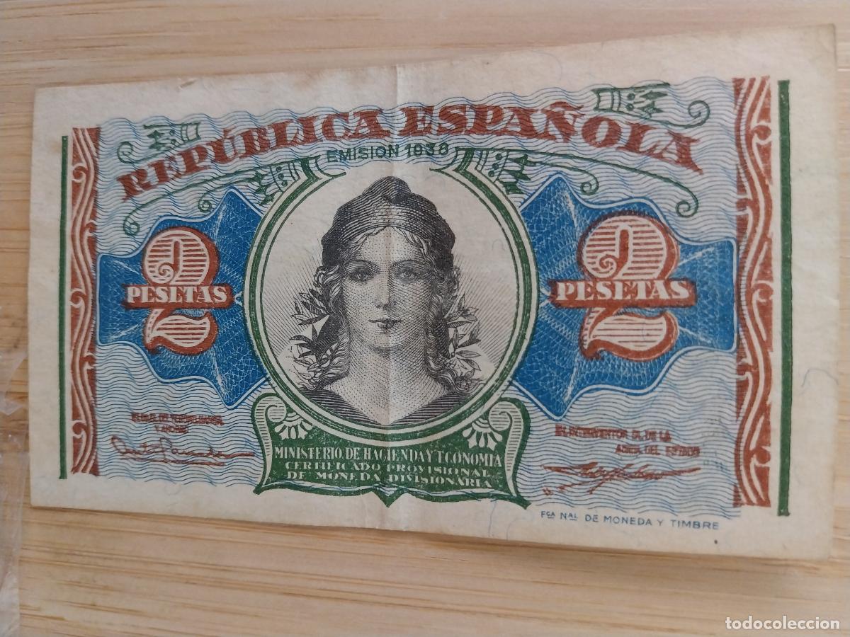 Billetes espa&ntilde;oles: 1938 DOS PESETAS 2 PTAS BILLETE CIRCULADO SERIE A4625328 ORIGINAL
