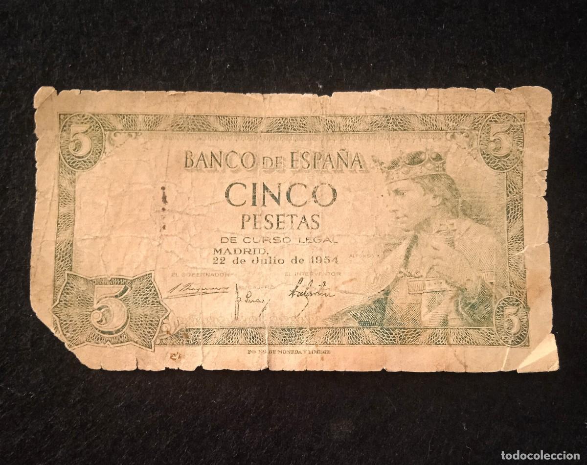 Billetes espa&ntilde;oles: Billetes Espa&ntilde;a 5 peseta de 1954 - Serie R
