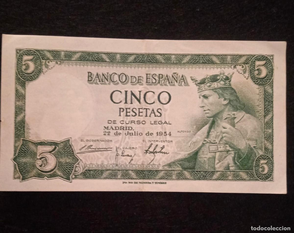 Billetes espa&ntilde;oles: Billetes Espa&ntilde;a 5 peseta de 1954 - Serie R