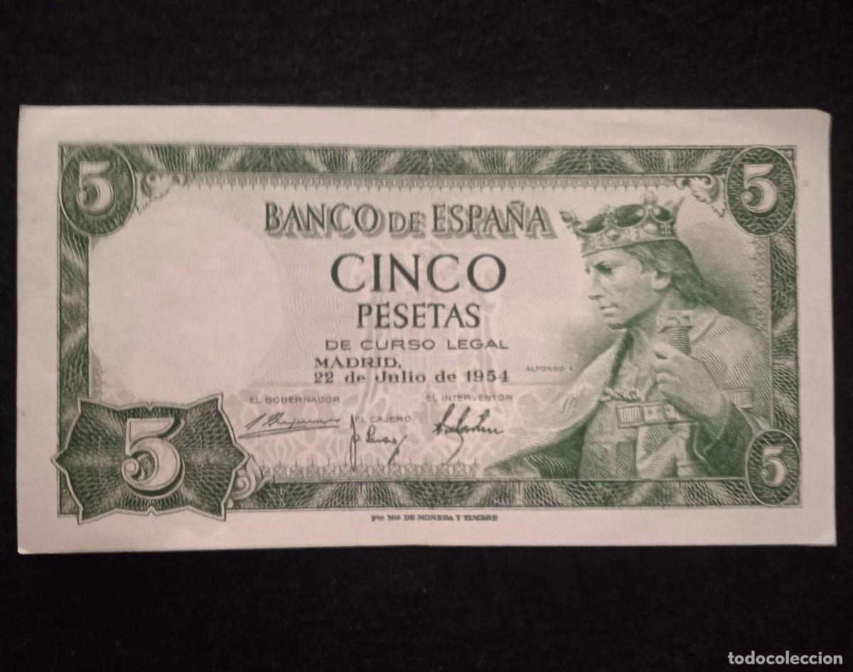 Billetes espa&ntilde;oles: Billetes Espa&ntilde;a 5 peseta de 1954 - Serie R