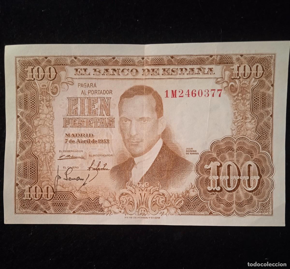 Billetes espa&ntilde;oles: Billetes Espa&ntilde;a 100 pesetas de 1953 - Serie 1M