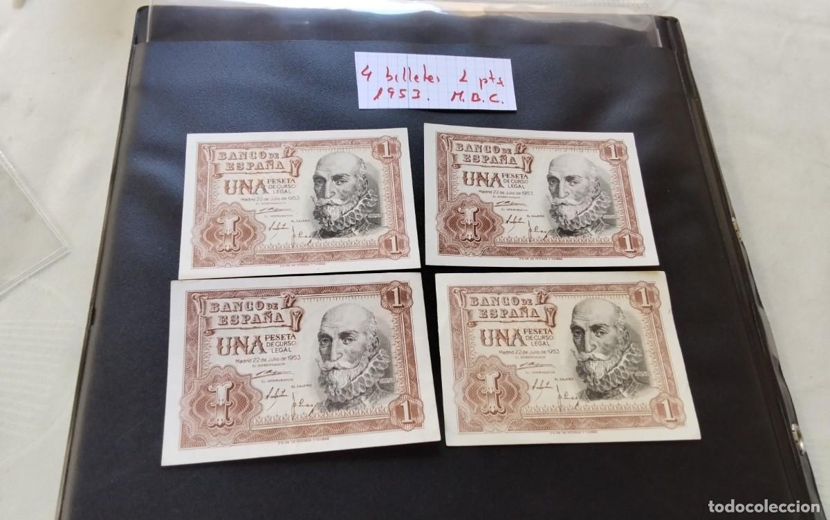 Billetes espa&ntilde;oles: CUATRO BILLETES DE 1 PTS 1953 &rdquo; MARQUES DE SANTA CRUZ&rdquo; BUENA CONSERVACION