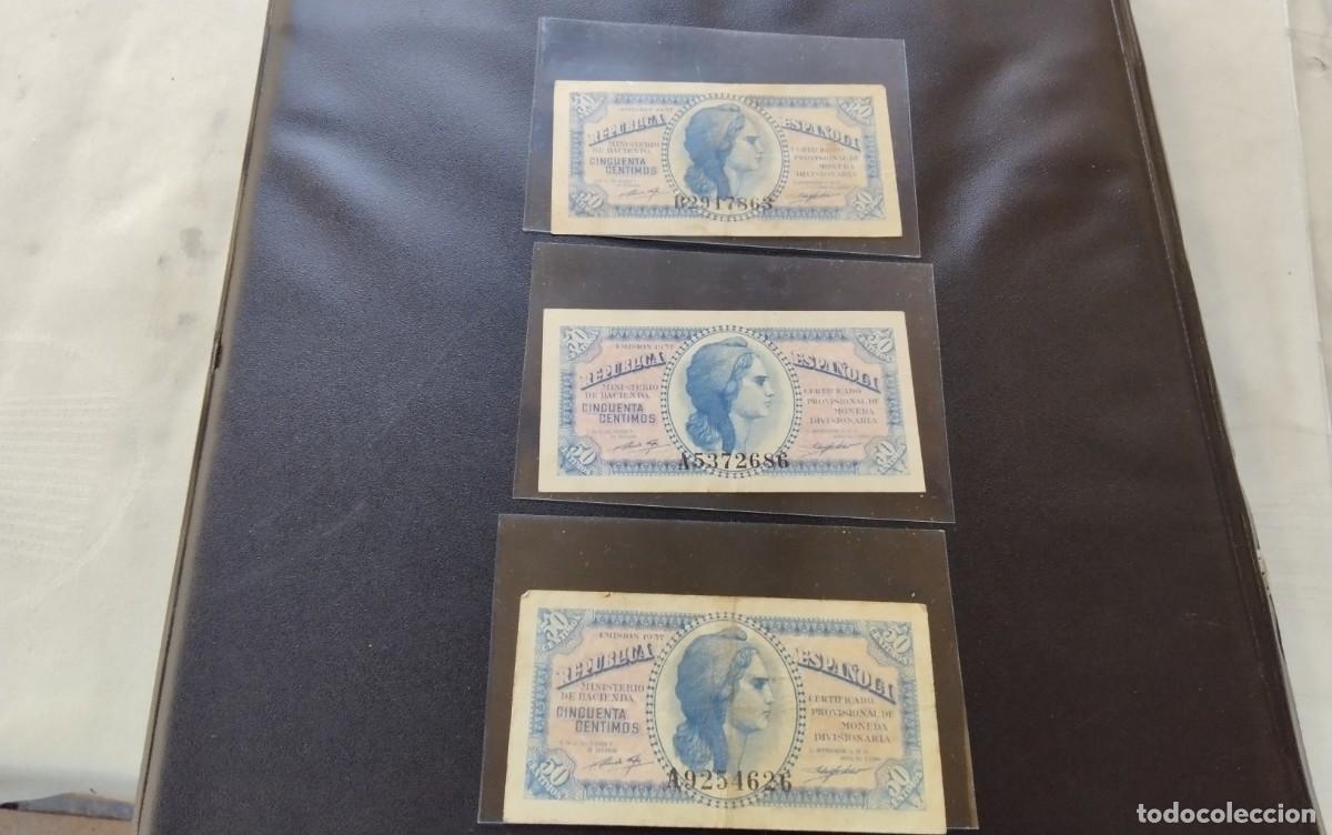 Billetes espa&ntilde;oles: TRES BILLETES DE 0,50 CTS 1937 BUENA CONSERVACION , CIRCULADOS