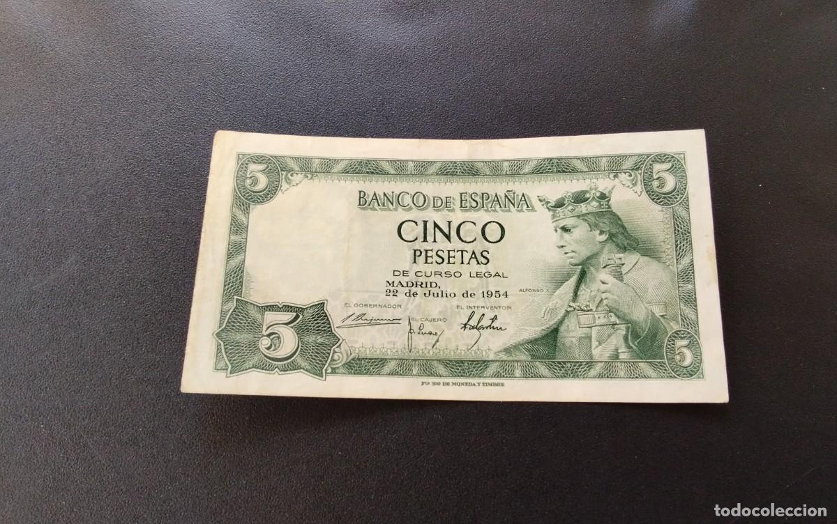 Billetes espa&ntilde;oles: BILLETE DE 5 PTS A&Ntilde;O 1954 &rdquo;ALFONSO X&rdquo; BUENA CONSERVACION