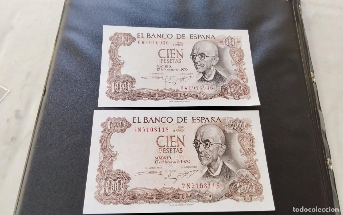 Billetes espa&ntilde;oles: DOS BILLETES DE 100 PTS A&Ntilde;O 1970 , &rdquo;MANUEL DE FALLA&rdquo; , ULTIMO BILLETE DE FRANCO , PLANCHA