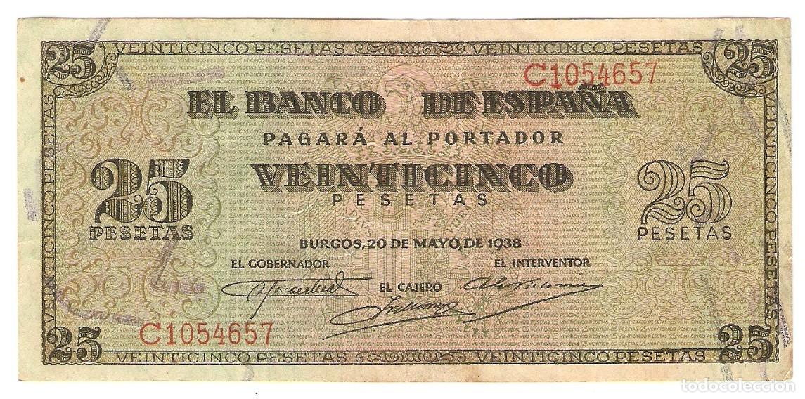 Billetes espa&ntilde;oles: 25 PESETAS BANCO ESPA&Ntilde;A BURGOS EMISION 20-05-1938