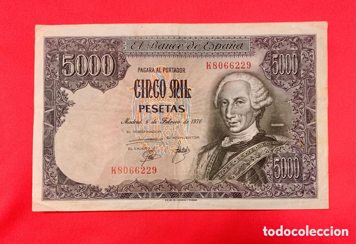 Billetes espa&ntilde;oles: Billete de 5000 pesetas del Banco de Espa&ntilde;a. Serie K.