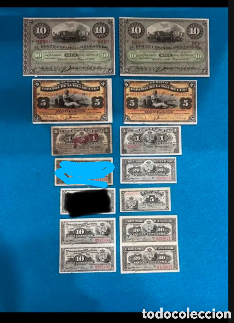 Spanish Banknotes: BANCO DE ESPA&Ntilde;A, CUBA 1896/7 14 billetes diferentes