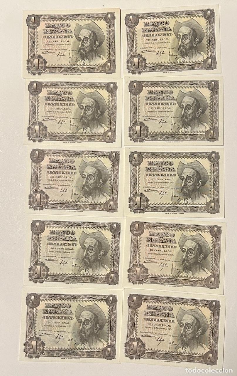 Billetes espa&ntilde;oles: CRBS3405 LOTE 10 BILLETES ESPA&Ntilde;A 1 PESETA 1951 SERIES DIFERENTES S/C- S/C