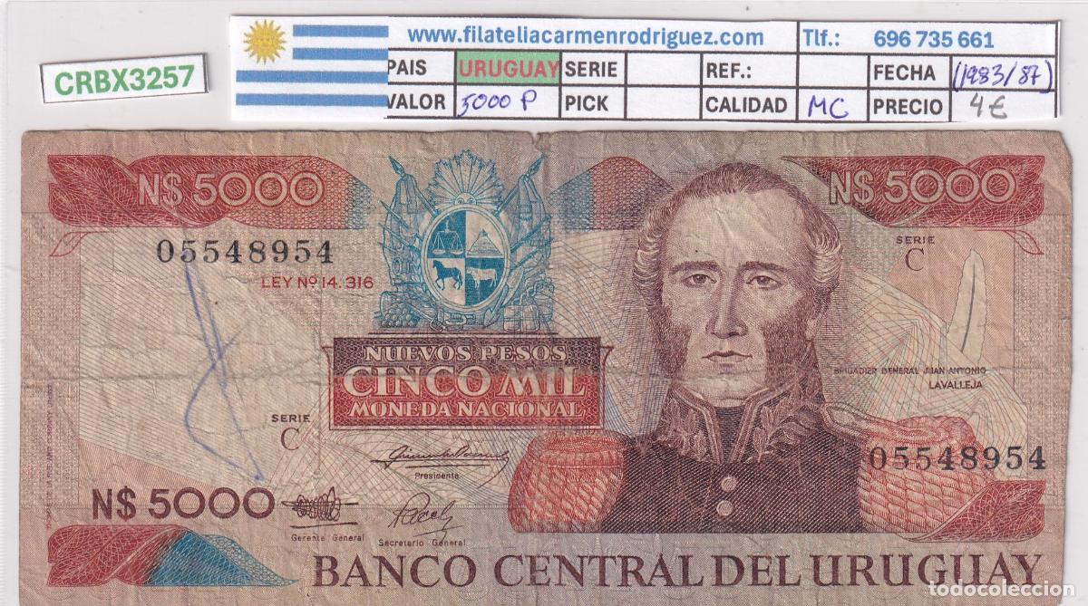 Spanische Banknoten: CRBX3257 BILLETE URUGUAY 5000 PESOS 1983-87 USADO