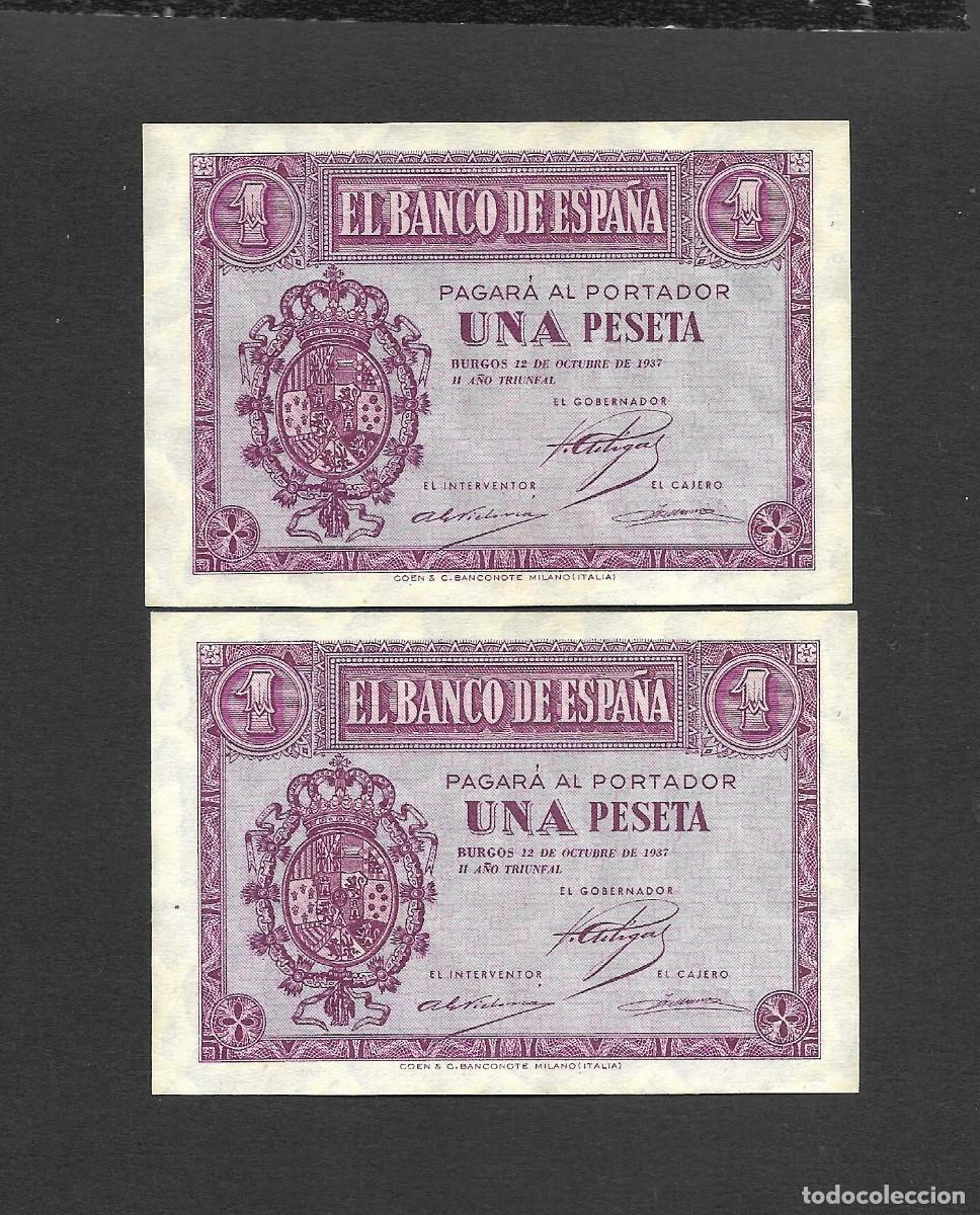 Billetes espa&ntilde;oles: PAREJA DE PARES 1 PESETA 1937 SERIE C S/C